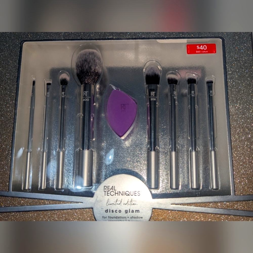 Beauty Brushes Real Techniques Purple Makeup Brush Set and Sponge